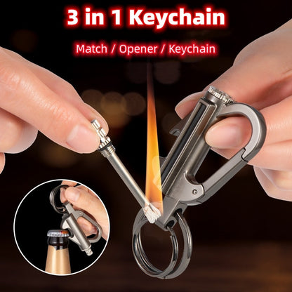 🔥 3 In One Creative Metal Keychain Lighter - Match / Opener/ Keychain