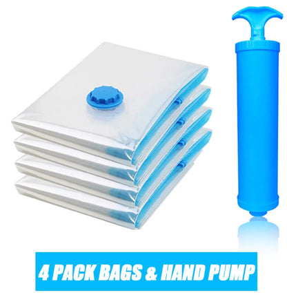 🔥 Reusable Vacuum Storage Bags with Electric Pump – Save 80% storage space