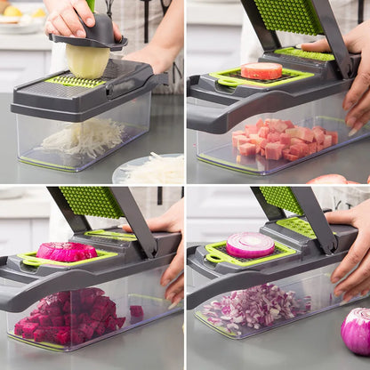 🔥 16-in-1 Vegetable Chopper – 8 Blades for Quick Slicing & Dicing