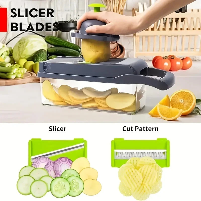 🔥 16-in-1 Vegetable Chopper – 8 Blades for Quick Slicing & Dicing
