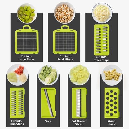 🔥 16-in-1 Vegetable Chopper – 8 Blades for Quick Slicing & Dicing