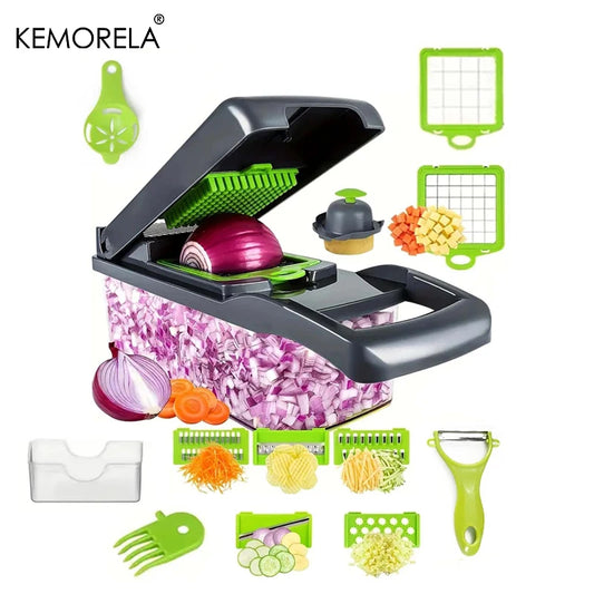 🔥 16-in-1 Vegetable Chopper – 8 Blades for Quick Slicing & Dicing