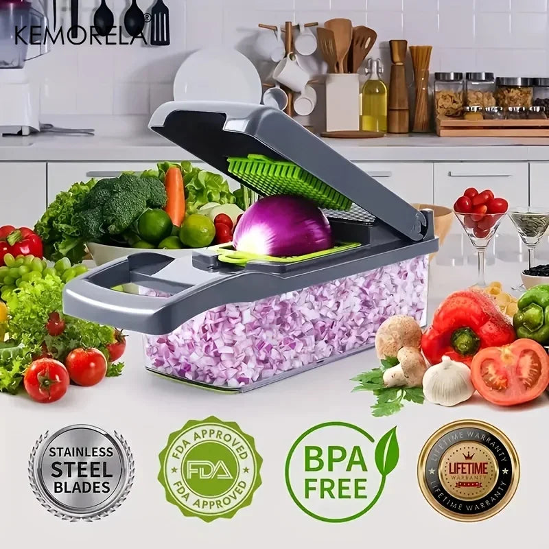 🔥 16-in-1 Vegetable Chopper – 8 Blades for Quick Slicing & Dicing