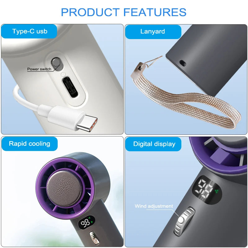 🔥 Portable Handheld Turbo Fan for Smart Travellers