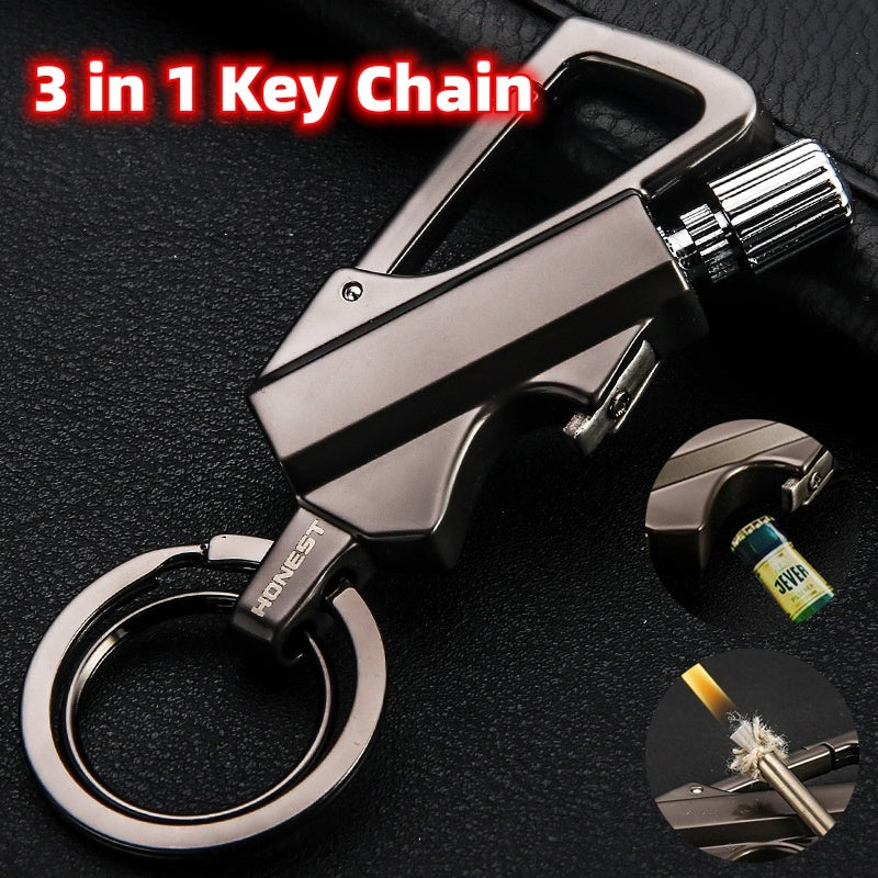 🔥 3 In One Creative Metal Keychain Lighter - Match / Opener/ Keychain