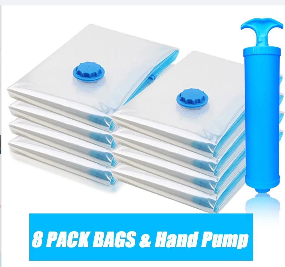 🔥 Reusable Vacuum Storage Bags with Electric Pump – Save 80% storage space